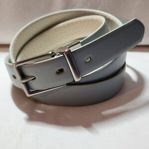 Calvin Klein reversible belt sz XL ecru seafoam green leather VGUC